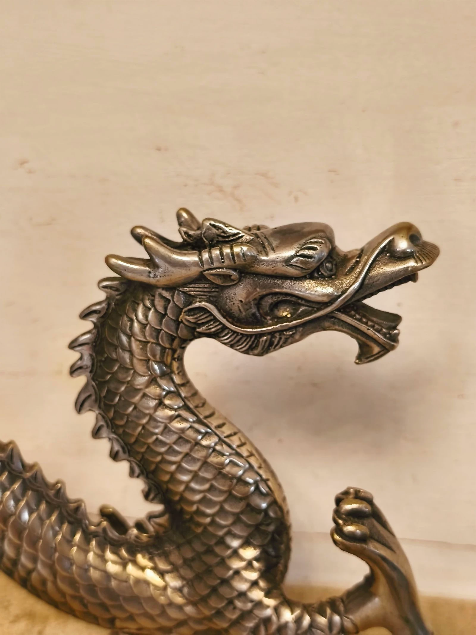 Figura escultura de bronze prateado Dragão loon – photo 7